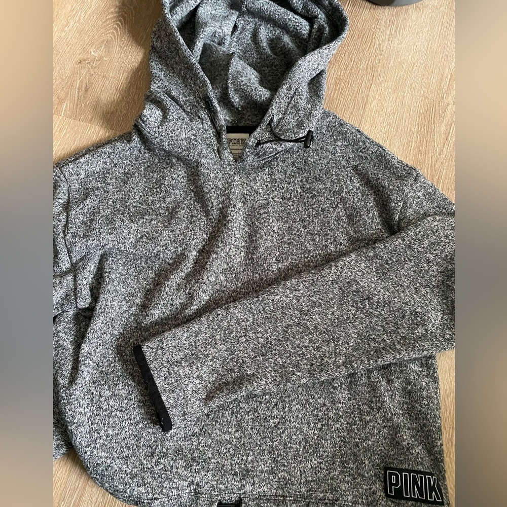 Pink hoodie, longer cropped style size small